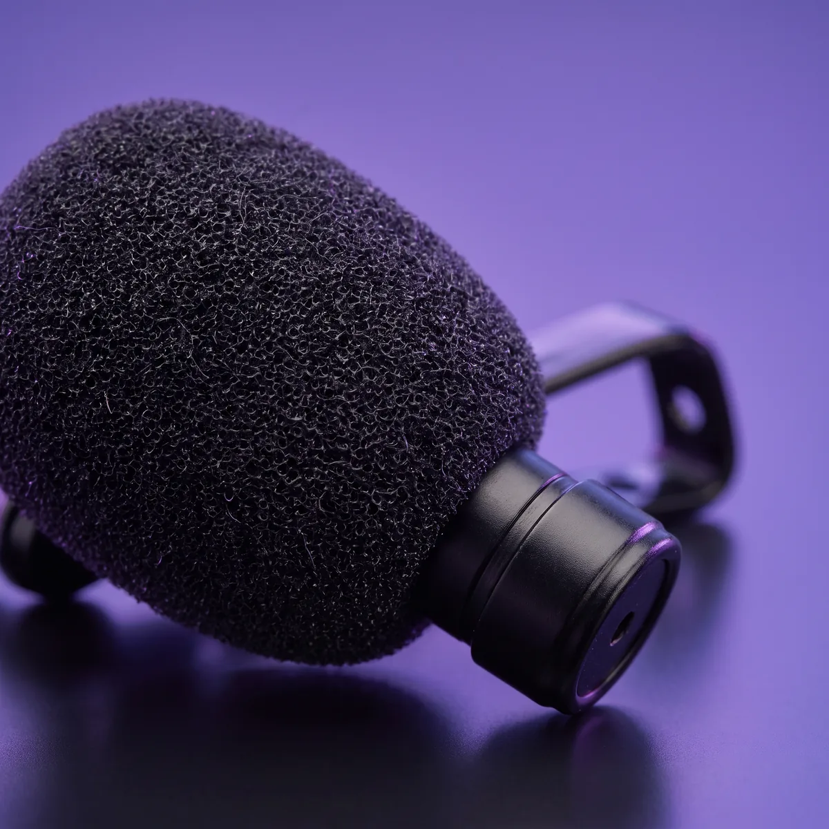 Close-up of the microphone's foam windscreen